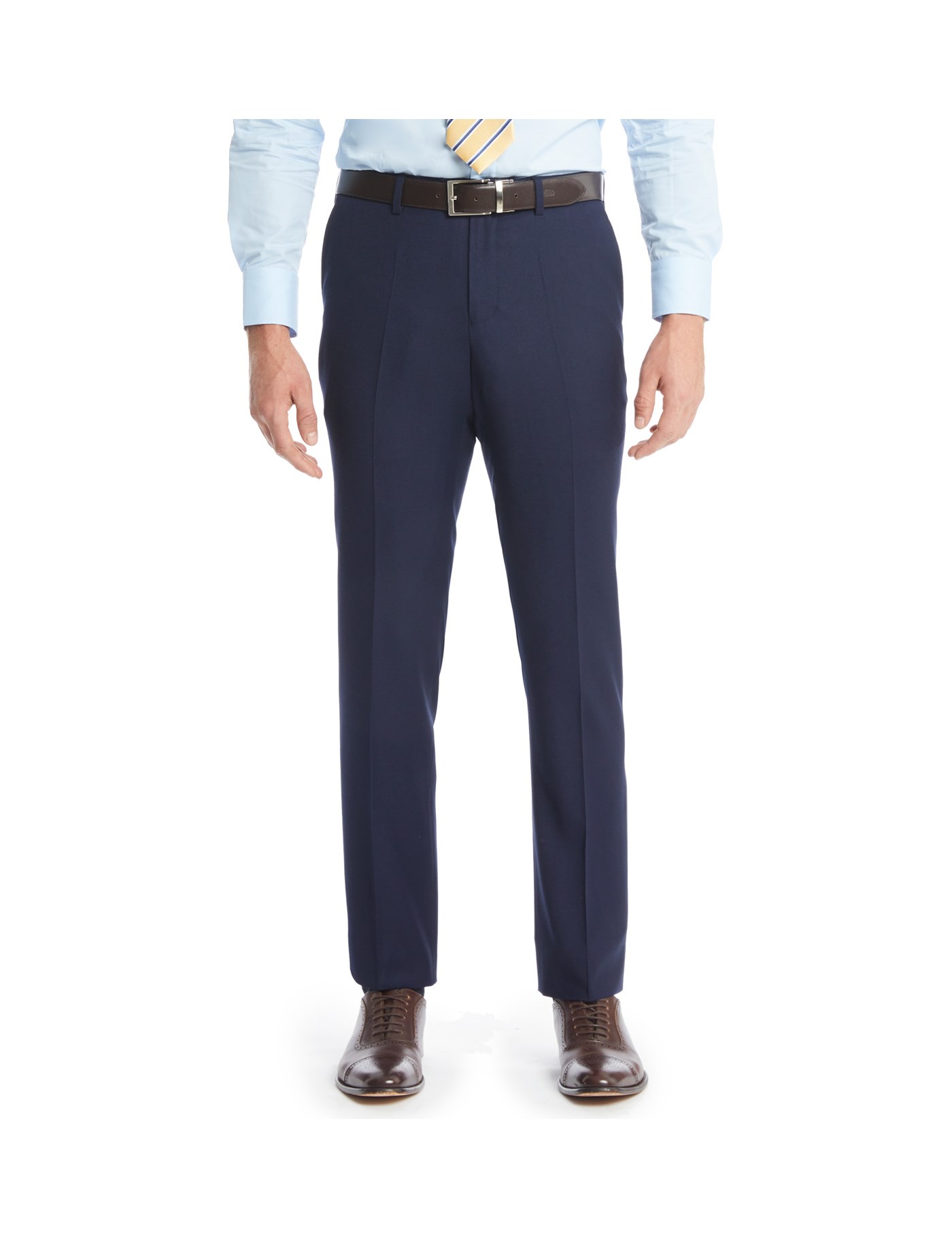 Men's Navy Textured Slim Fit Suit Trousers | Hawes & Curtis