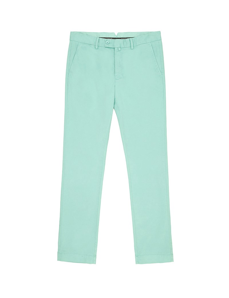 Men's Mint Green Garment Dye Extra Slim Fit Chinos | Hawes & Curtis
