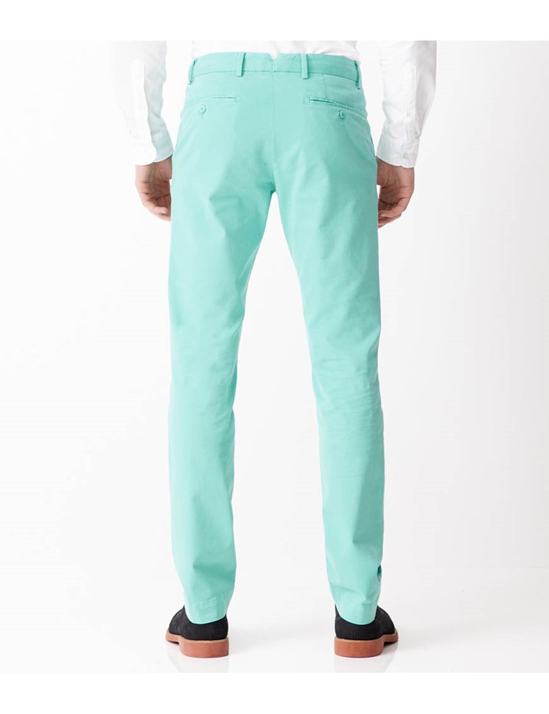Men's Mint Green Garment Dye Extra Slim Fit Chinos Hawes & Curtis