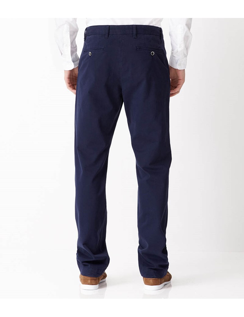 Men's Navy Garment Dye Classic Fit Chinos | Hawes & Curtis
