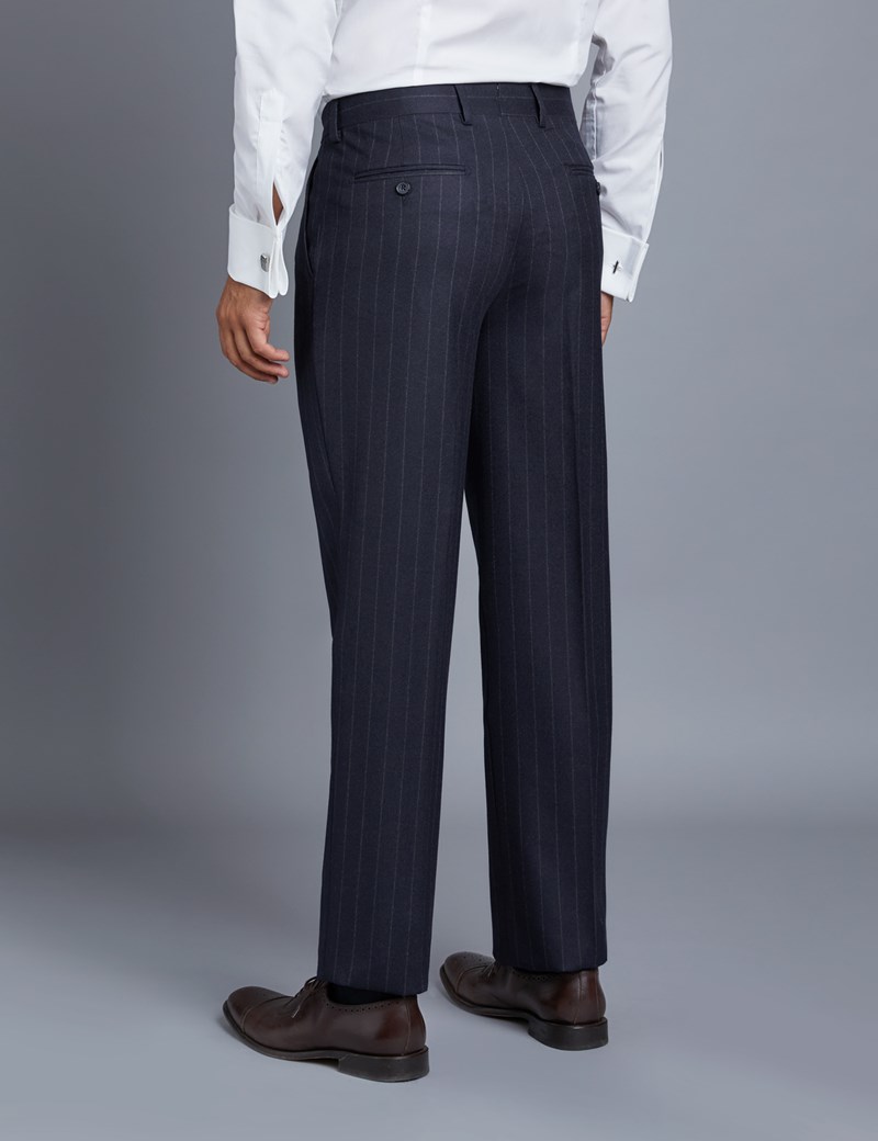 Men's Navy Chalk Stripe Italian Suit Trousers - 1913 Collection | Hawes ...