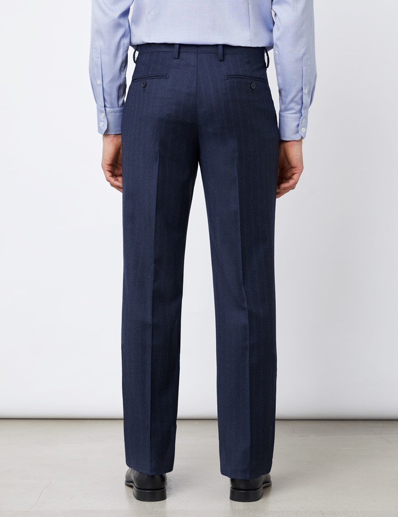 Men's Navy Tonal Stripe Tailored Fit Italian Suit Pants - 1913 Collection