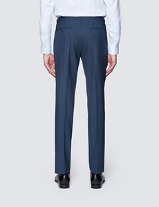 Men's Dark Blue Striped Italian Wool Herringbone Suit Trousers – 1913 Collection 