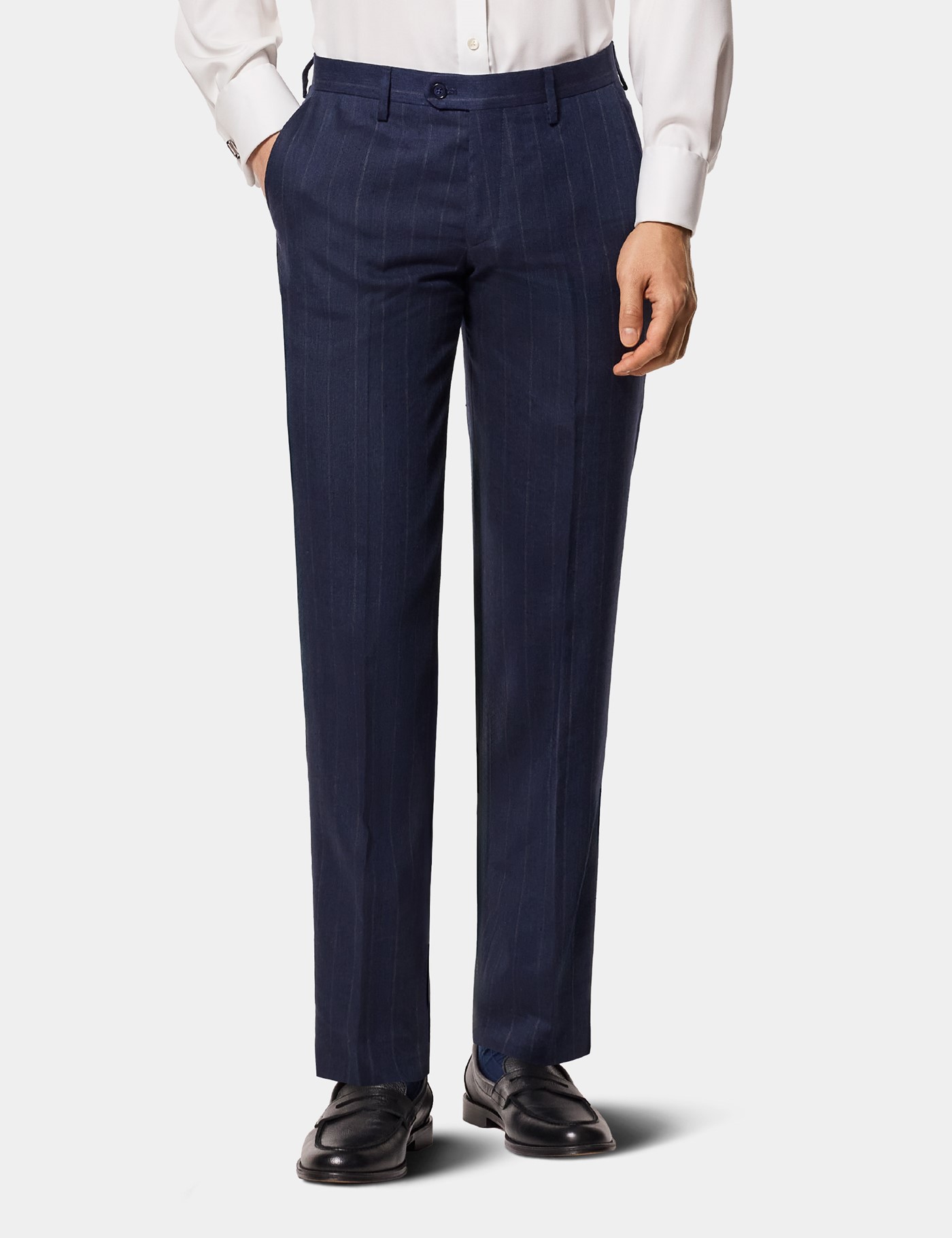 & Tailored Fit Stripe Hopsack 1913 Suit Trousers 40"