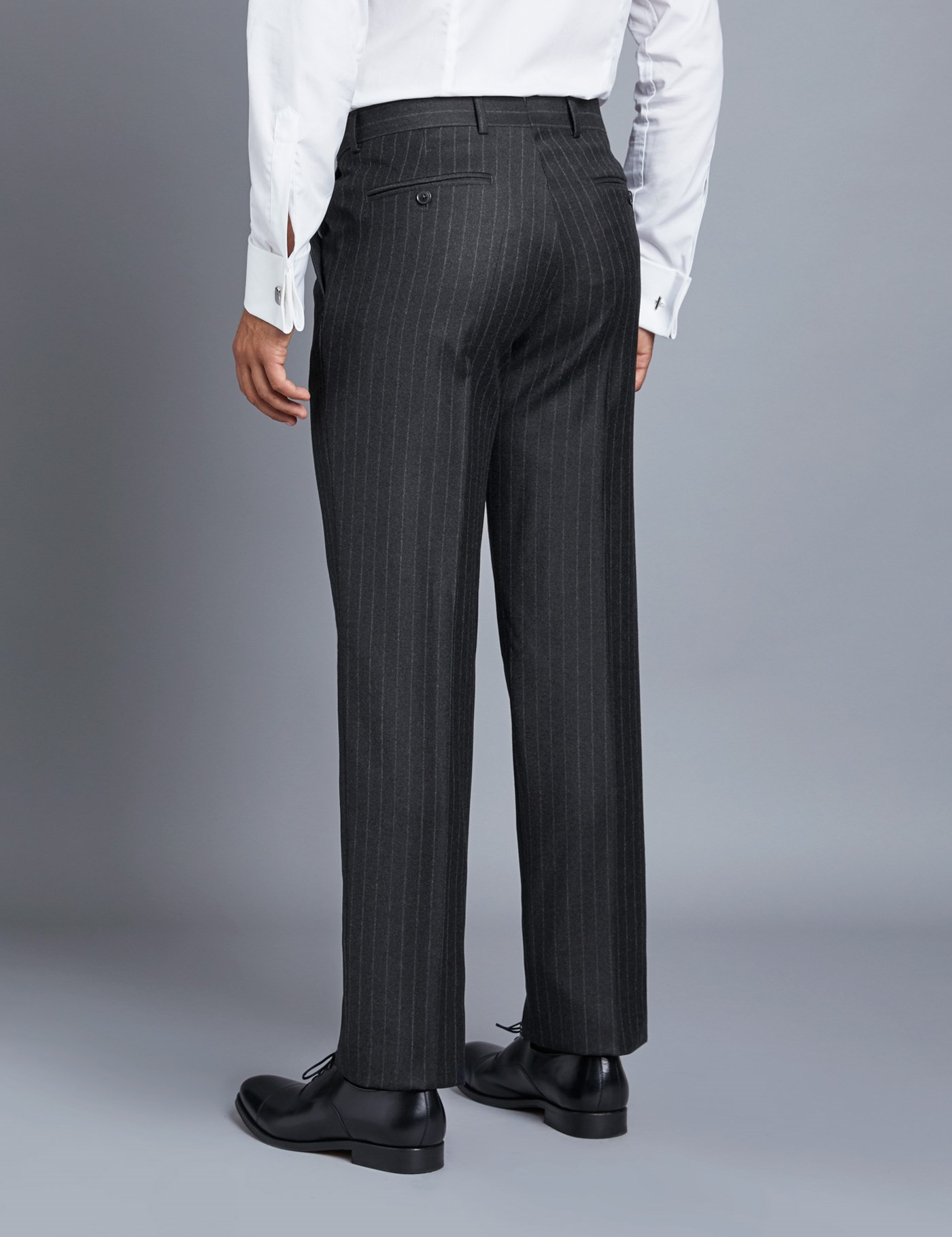 Men's Charcoal Stripe Tailored Fit Italian Suit Trousers - 1913 ...