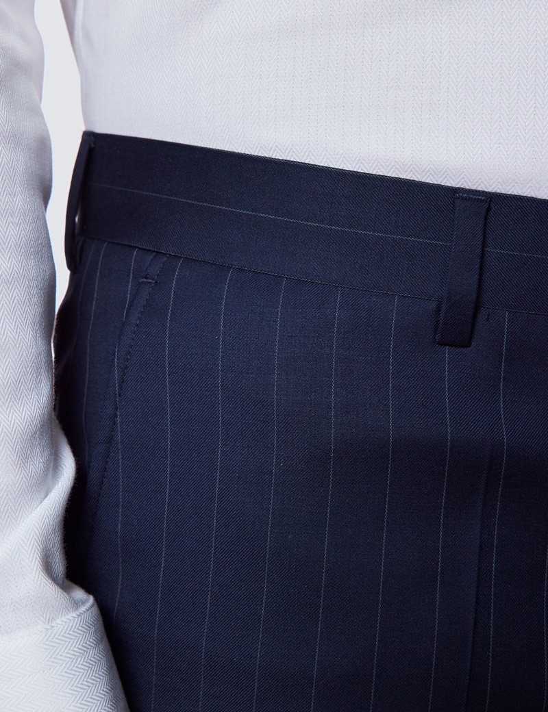 Anzughose – Slim Fit – 100s Wolle – ungesäumt – breite Nadelstreifen