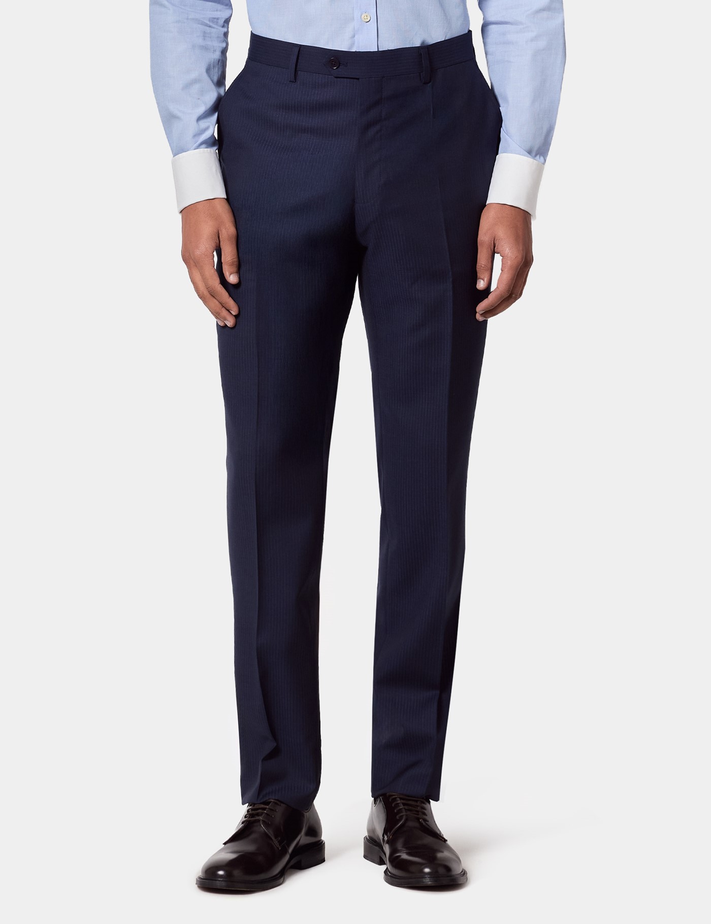 & Slim Fit Dark Blue Pinstripe Suit Trousers 32"
