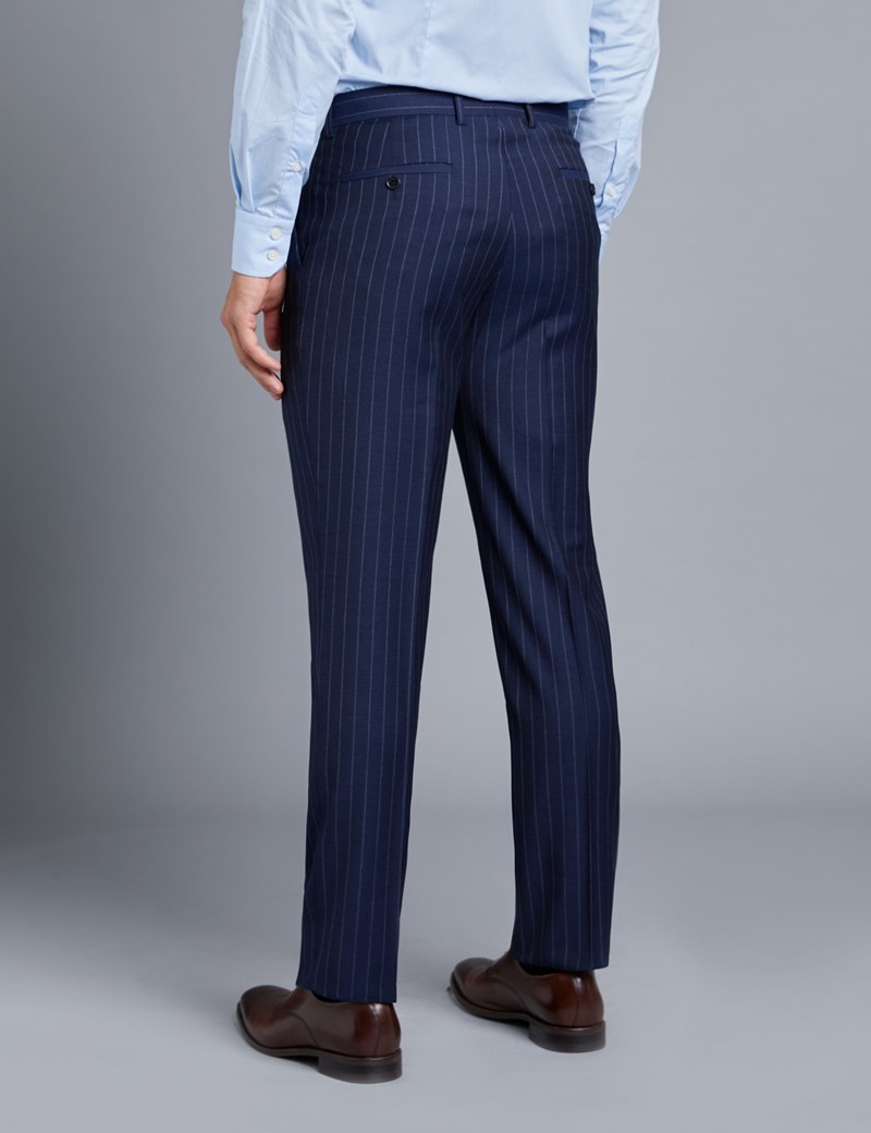 blue striped trousers