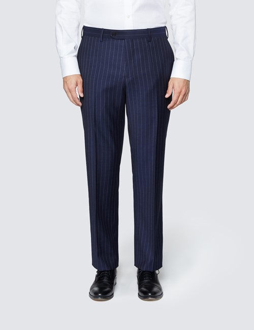 Men's Navy Chalk Stripe Classic Fit Suit Pants