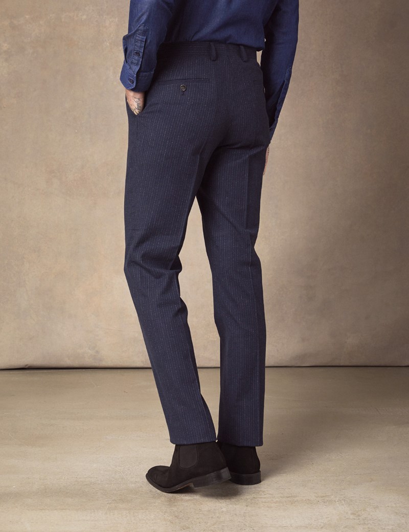 navy white stripe trousers