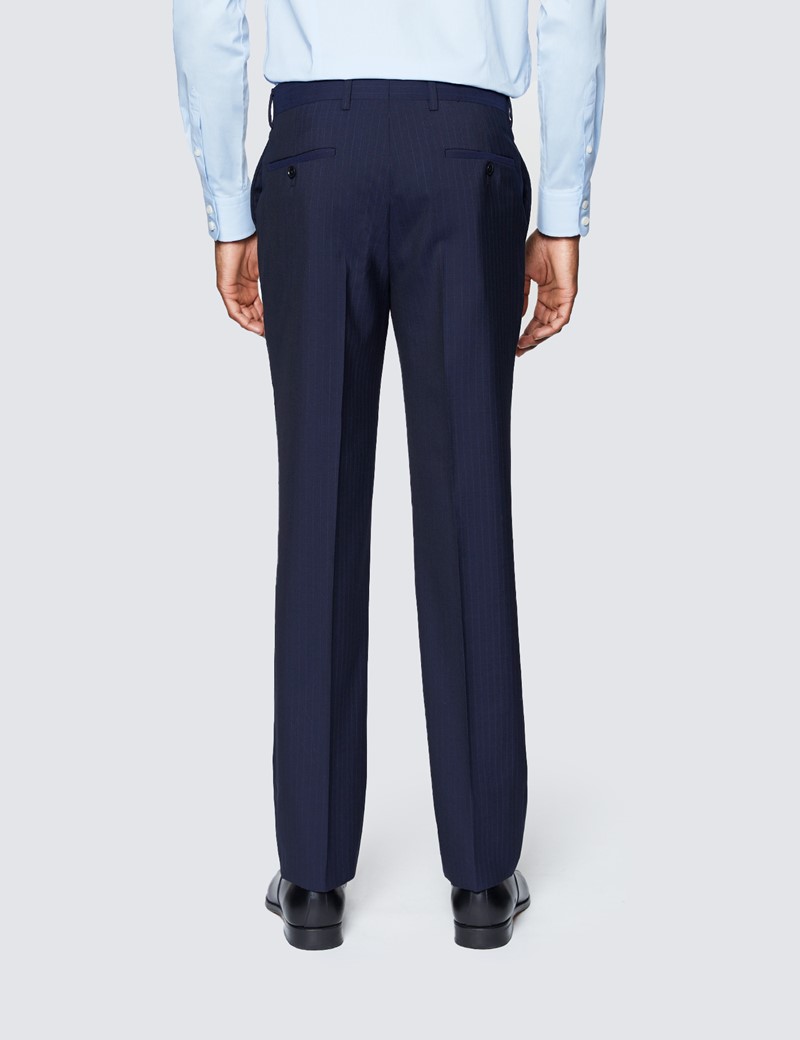 Men's Navy Tonal Stripe Slim Fit Suit Pants