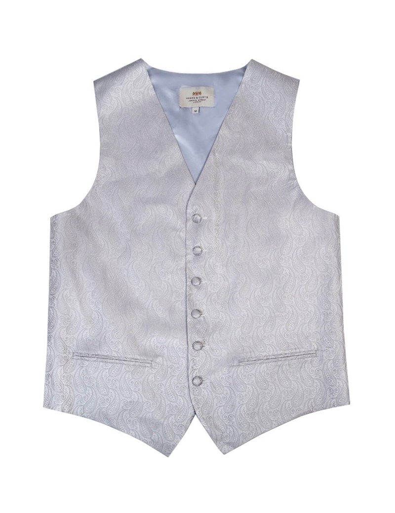 Luxury Men's Silver Paisley Waistcoat | Hawes & Curtis