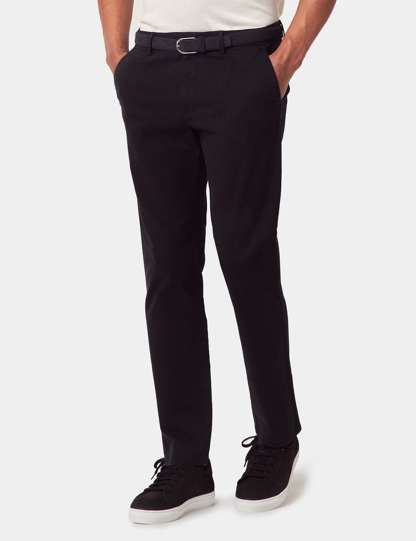 Hawes & Curtis Slim Fit Black Garment-Dyed Chinos Size: 34-31"