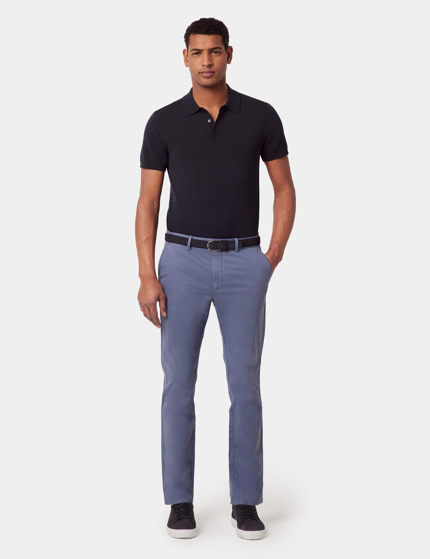 Hawes & Curtis Slim Fit Airforce Blue Garment-Dyed Chinos Size: 30-31" image 2