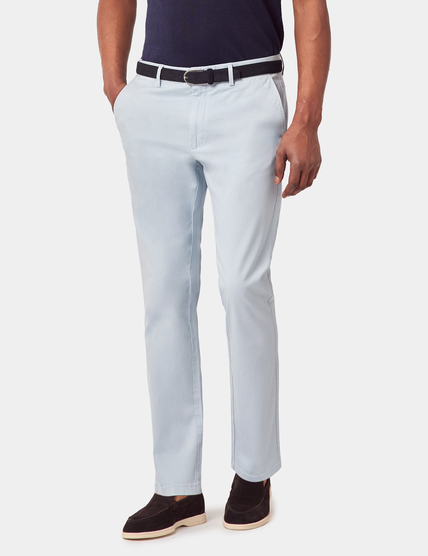 & Slim Fit Light Blue Garment Dyed Chinos 40 31"