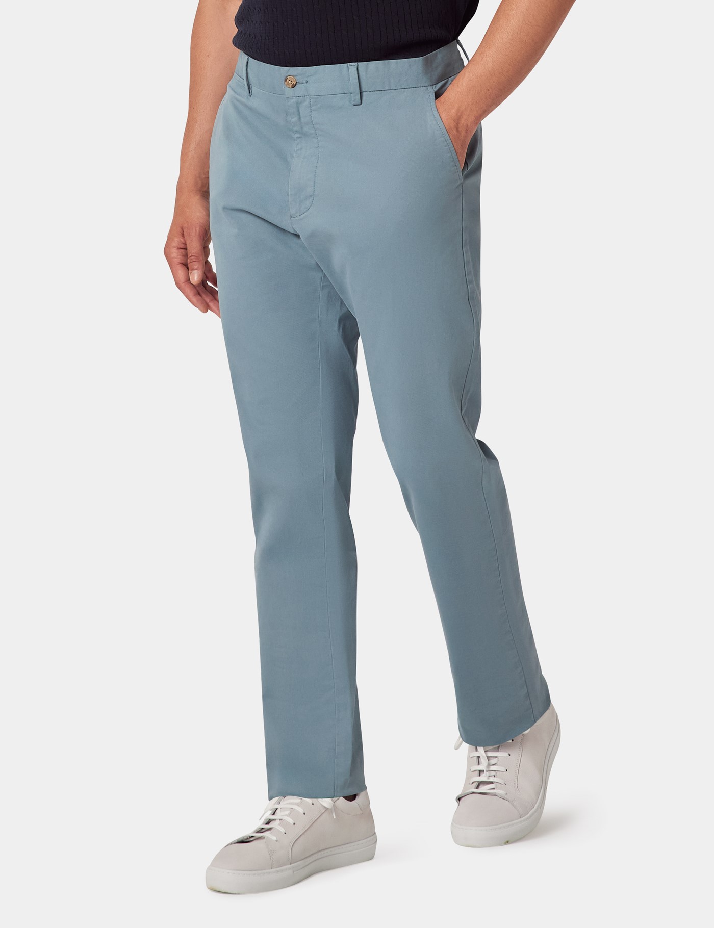 Hawes & Curtis Slim Fit Sea Blue Garment-Dyed Chinos Size: 36-31"