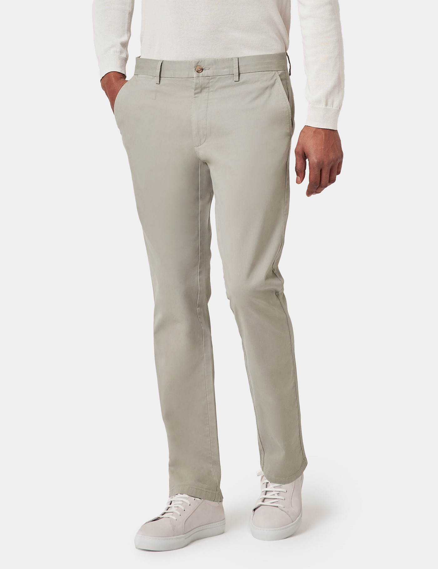 & Slim Fit Light Green Garment Dyed Chinos 40 31"