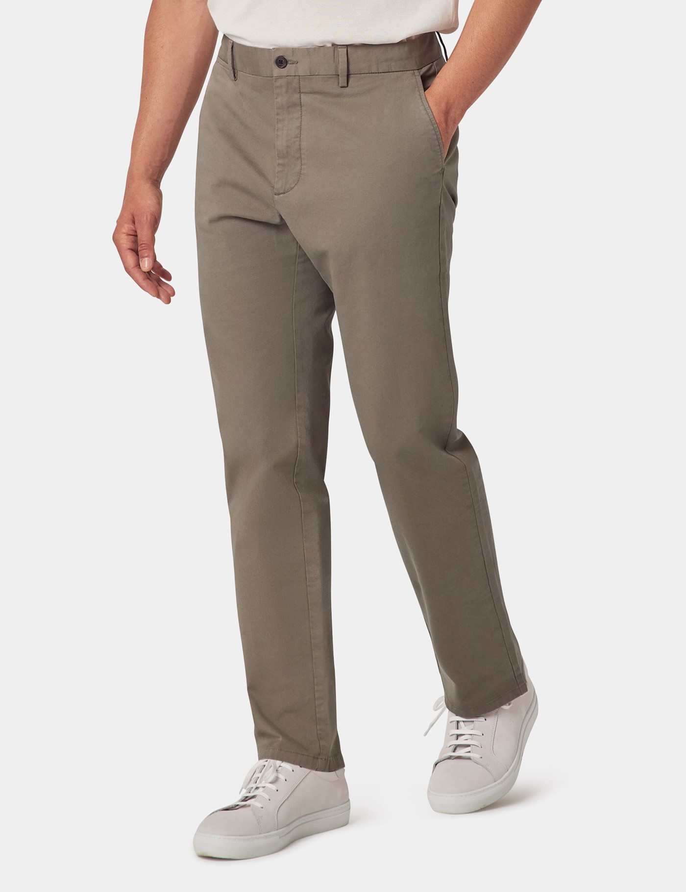 Hawes & Curtis Slim Fit Dusty Olive Garment-Dyed Chinos Size: 42-33"