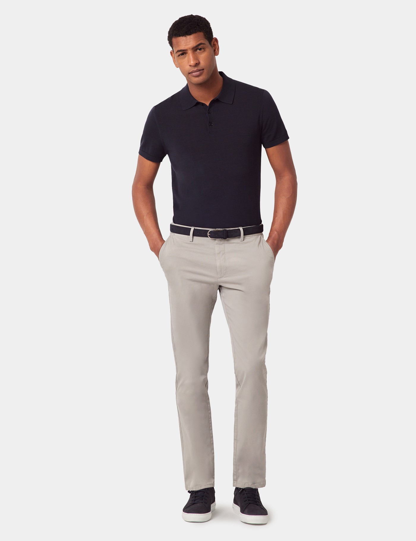 Hawes & Curtis Slim Fit Light Grey Garment-Dyed Chinos Size: 44-31" image 2