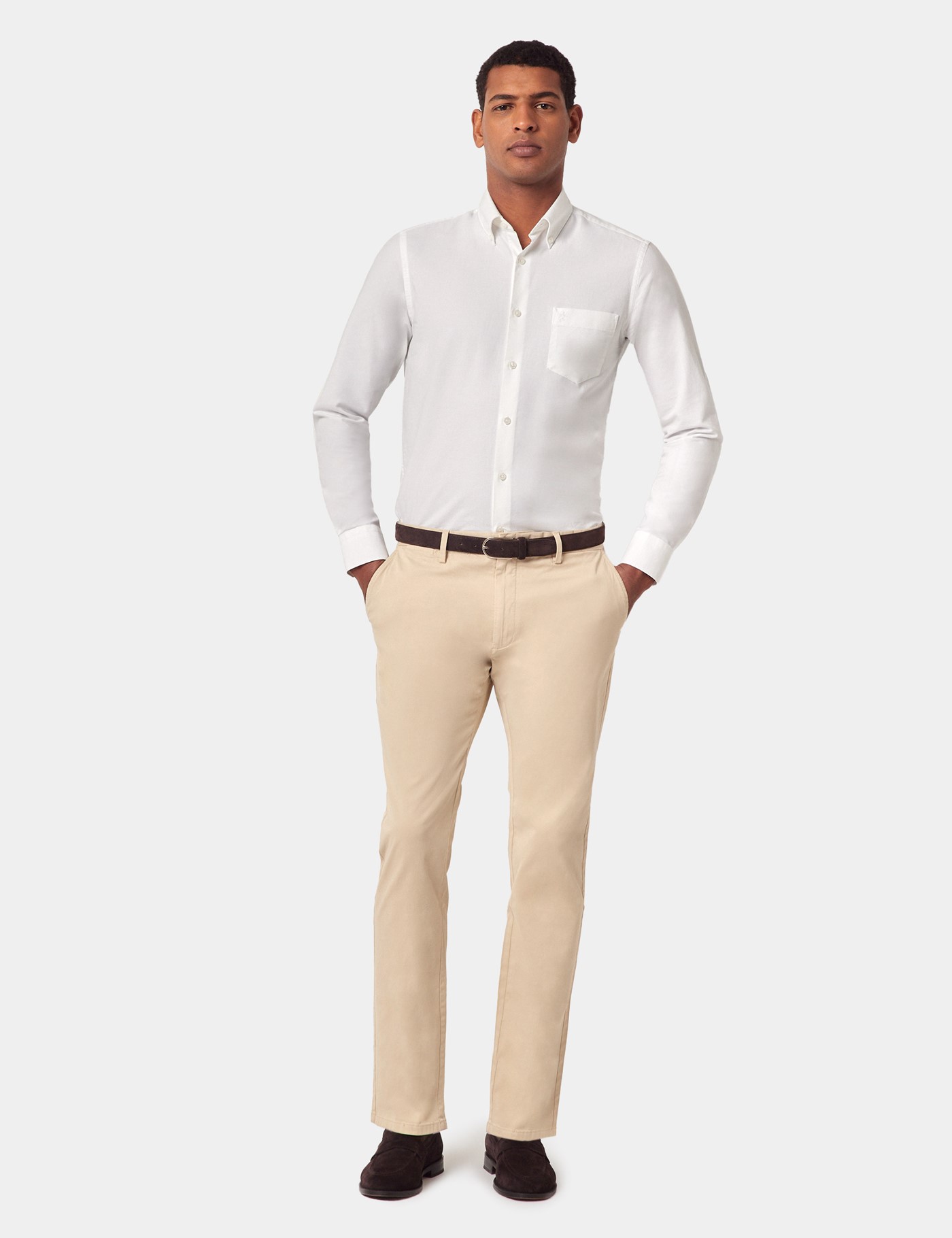 Hawes & Curtis Slim Fit Beige Garment-Dyed Chinos Size: 44-31" image 2