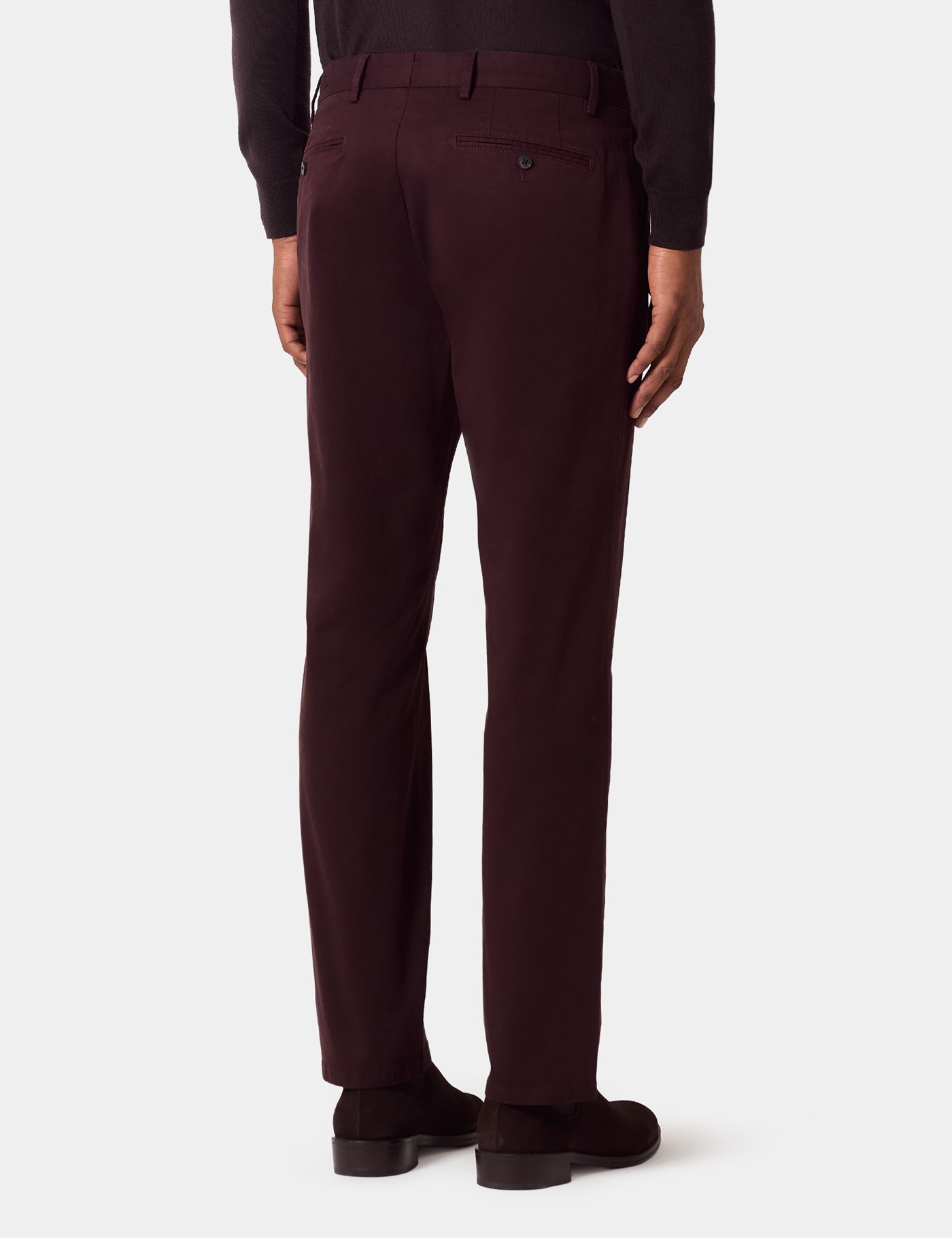 Hawes & Curtis Slim Fit Dark Burgundy Garment-Dyed Chinos Size: 44-31" image 3