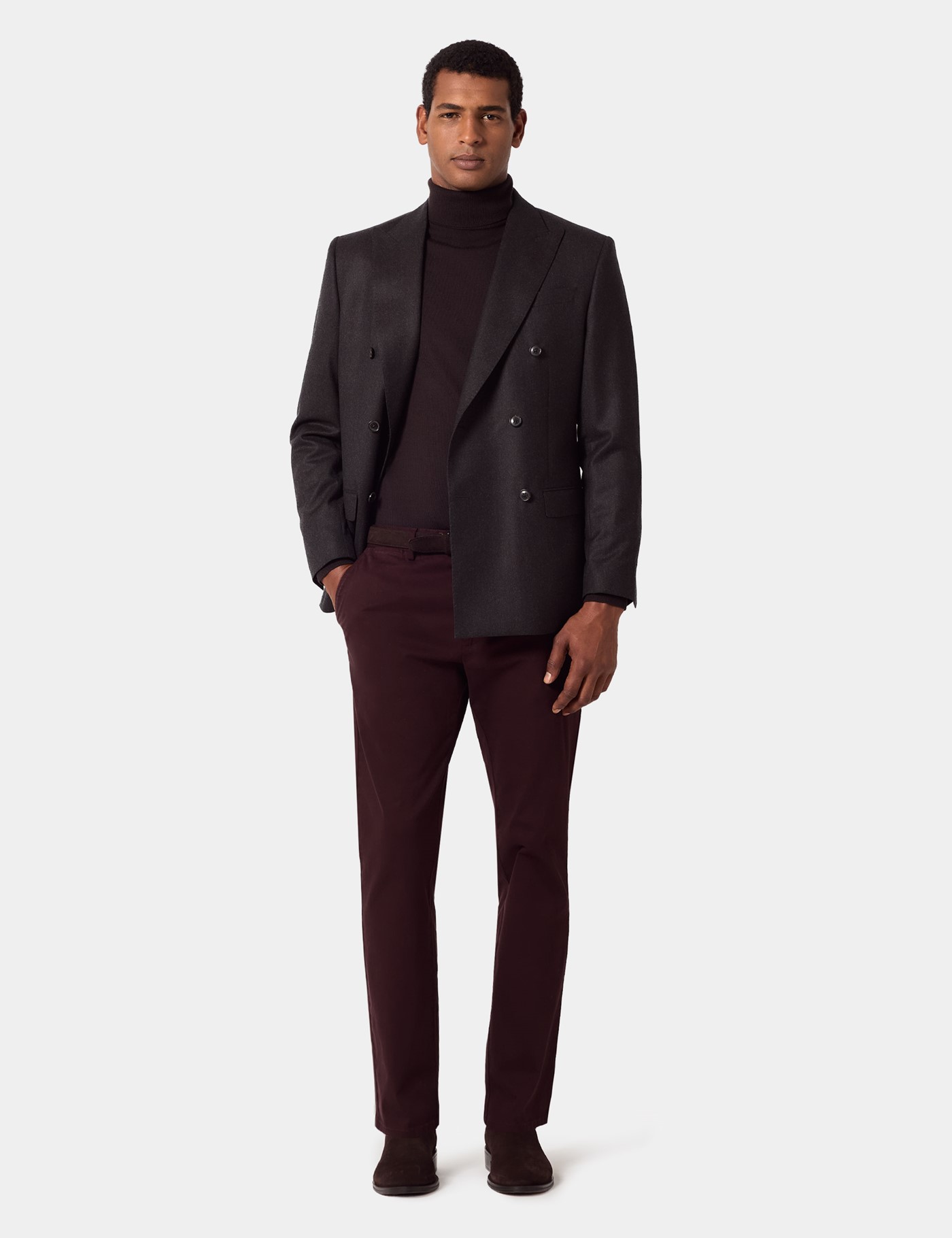 Hawes & Curtis Slim Fit Dark Burgundy Garment-Dyed Chinos Size: 44-31" image 4