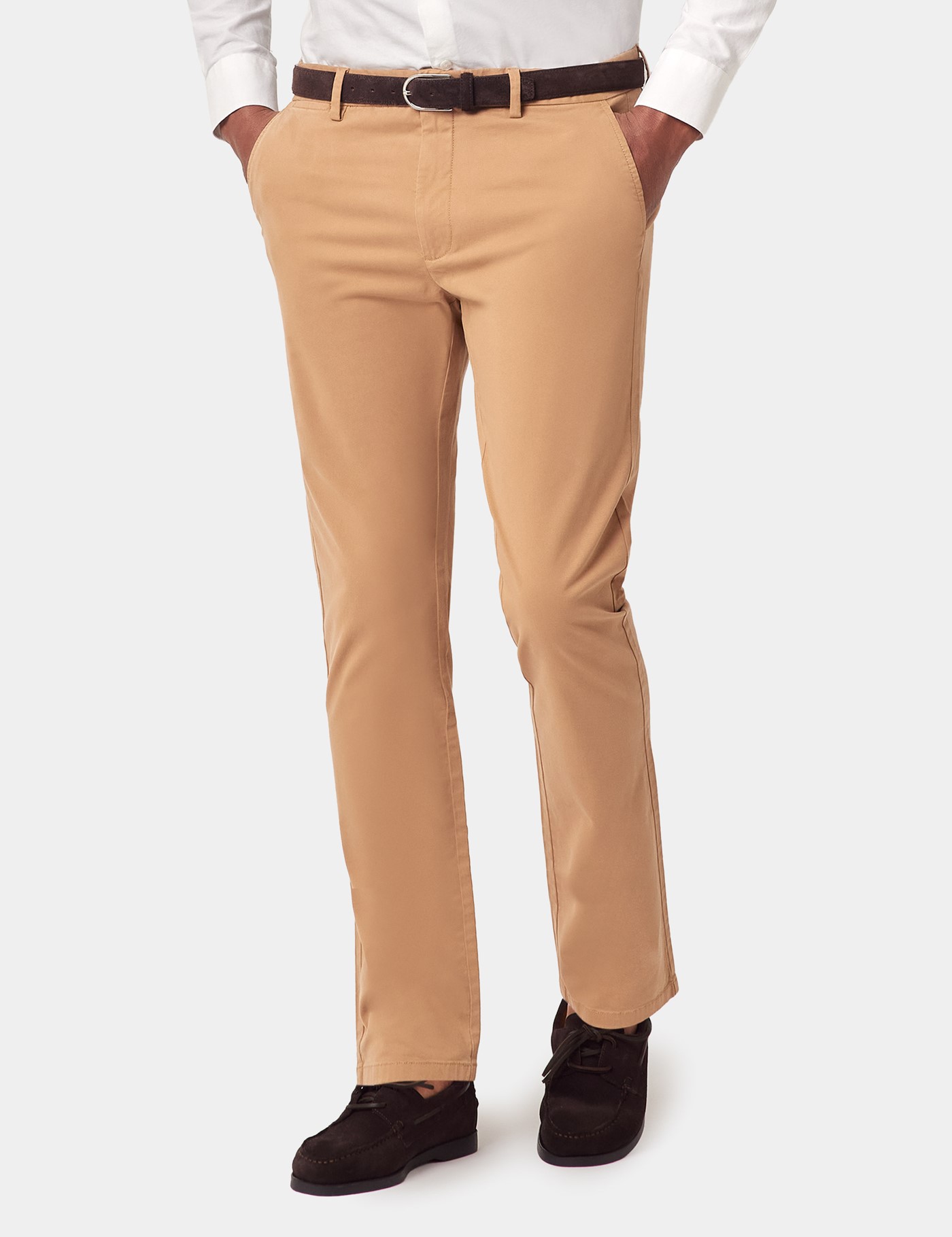 Hawes & Curtis Slim Fit Tan Garment-Dyed Chinos Size: 32-31"