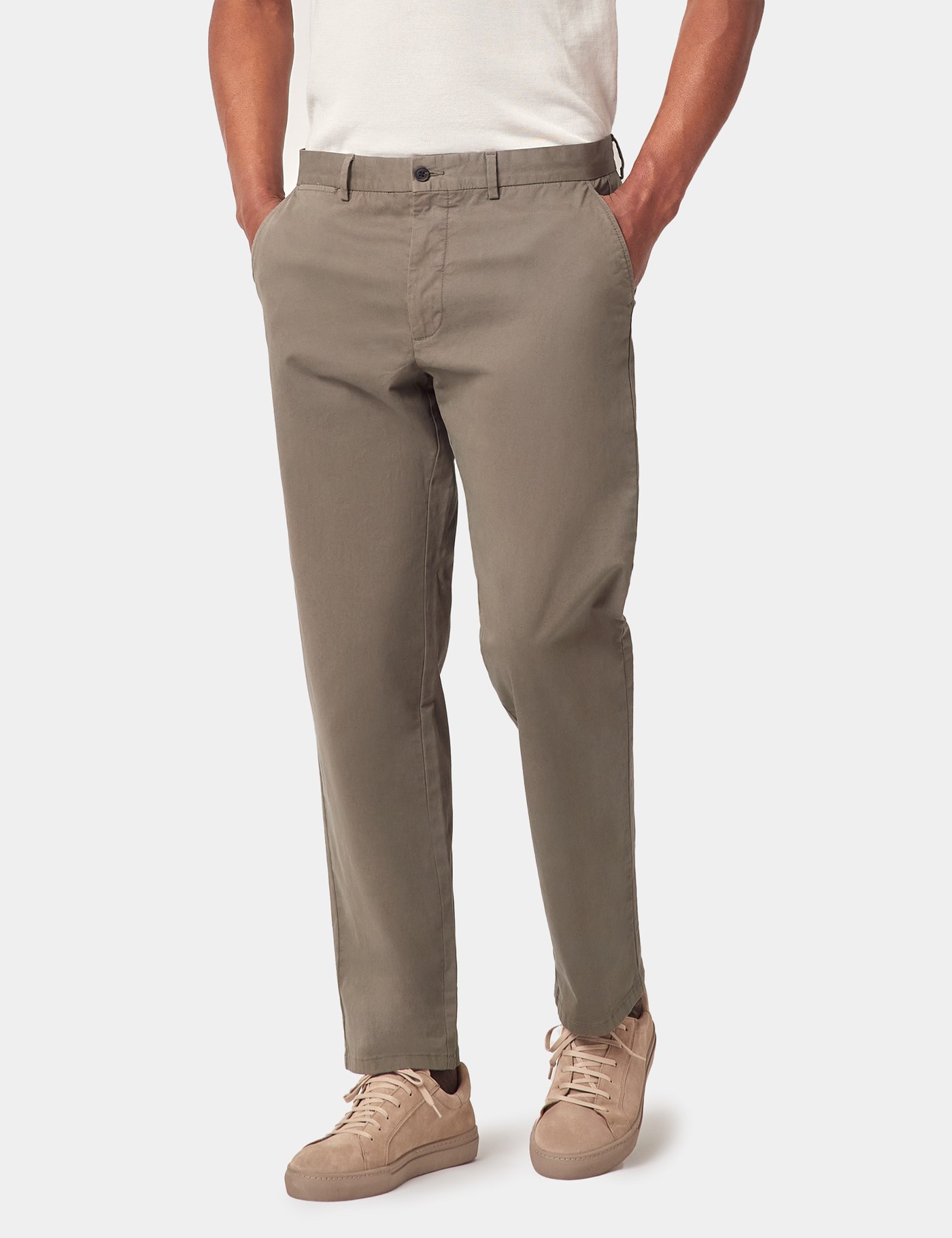 Hawes & Curtis Regular Fit Dusty Olive Garment-Dyed Chinos Size: 44-33"