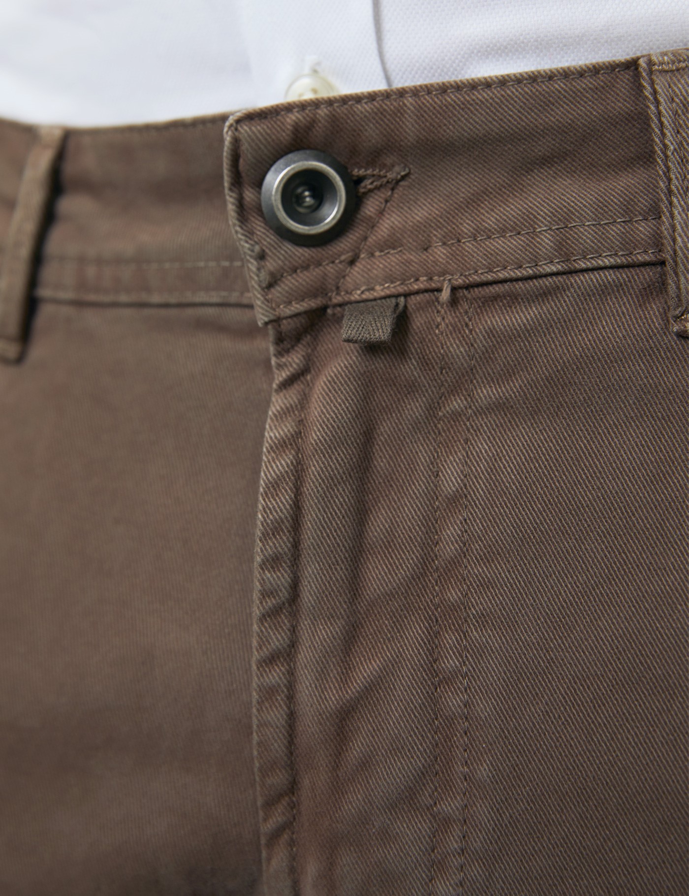 Cotton Twill Men's Garment Dye 5 Pocket Trousers in Brown | Hawes ...