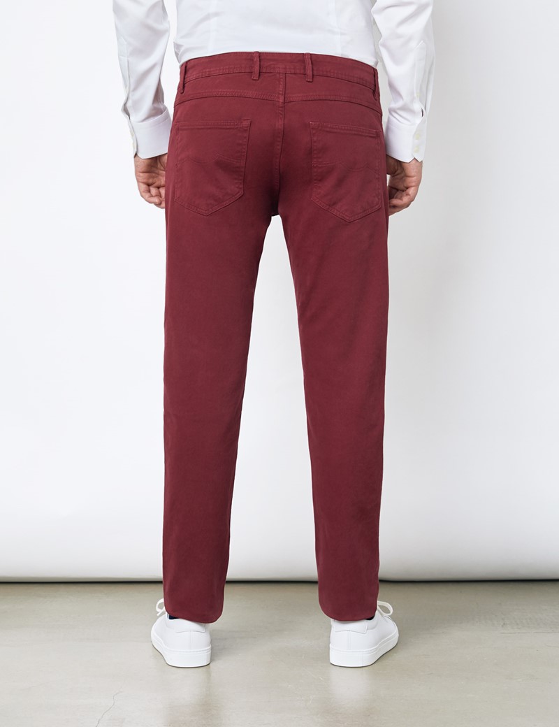 Men's Italian Bordeaux Garment Dye 5 Pocket Pants