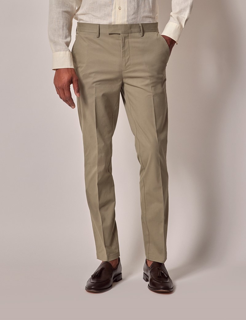 Men's Light Green Slim Smart Chinos | Hawes and Curtis