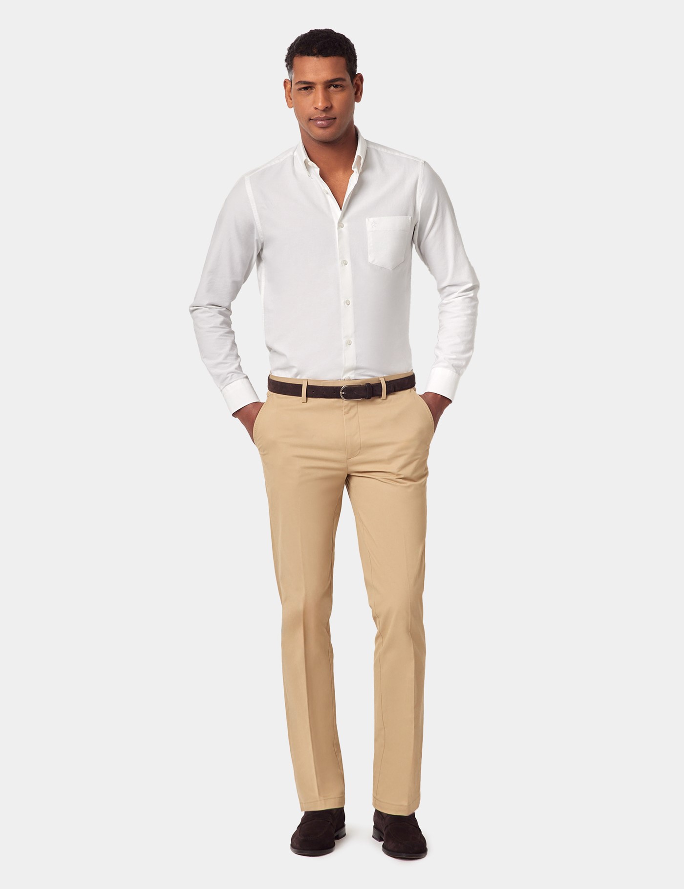 Hawes & Curtis Slim Fit Sand Smart Chinos Size: 38-31" image 4