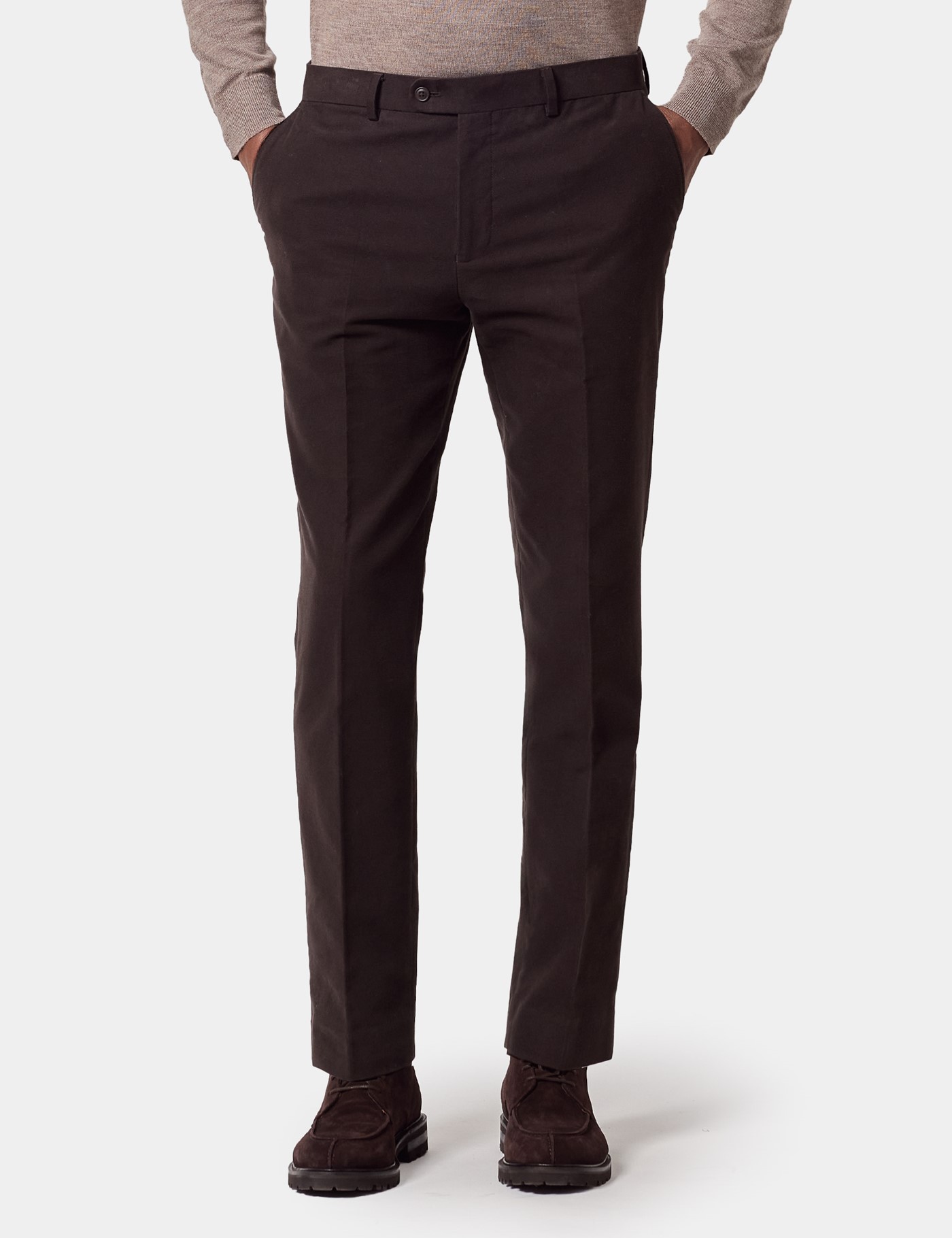 & Regular Fit Dark Moleskin Trousers 38 33"