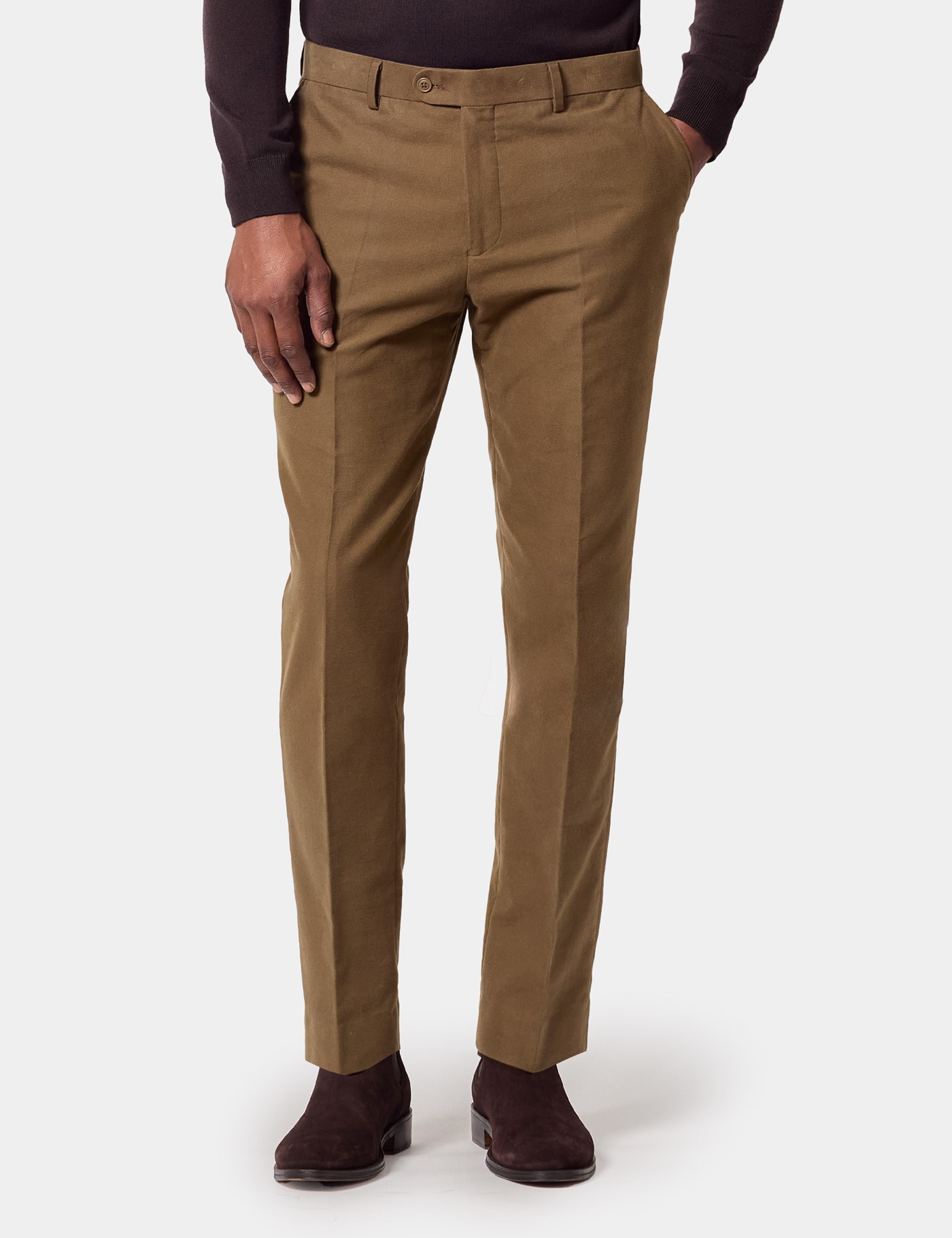& Regular Fit Dark Moleskin Trousers 40 33"