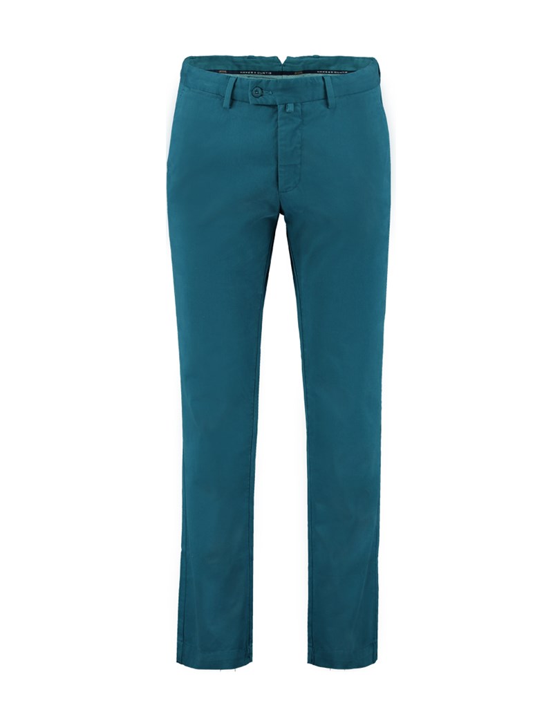 Men's Teal Garment Dye Slim Fit Chinos | Hawes & Curtis