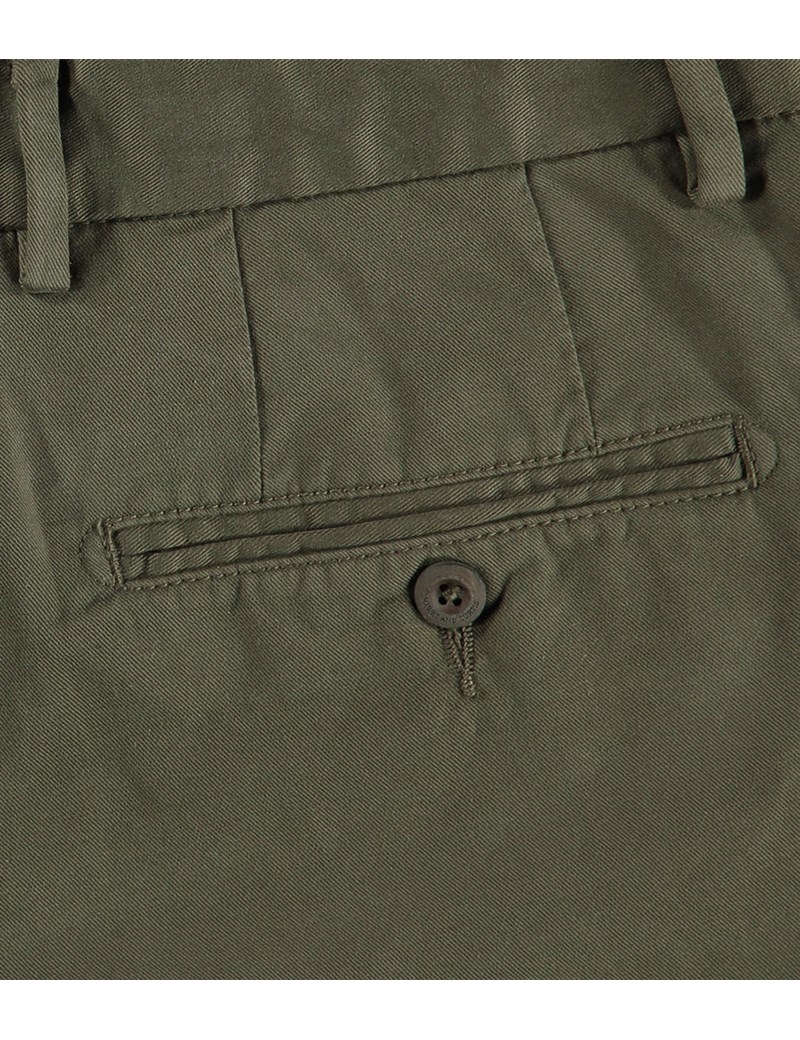 Men's Olive Green Garment Dye Slim Fit Chinos | Hawes & Curtis