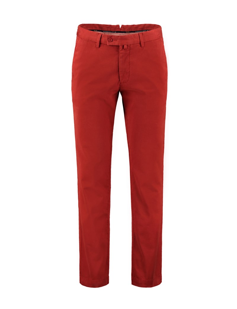 Men's Burnt Orange Slim Fit Garment Dye Chinos | Hawes & Curtis