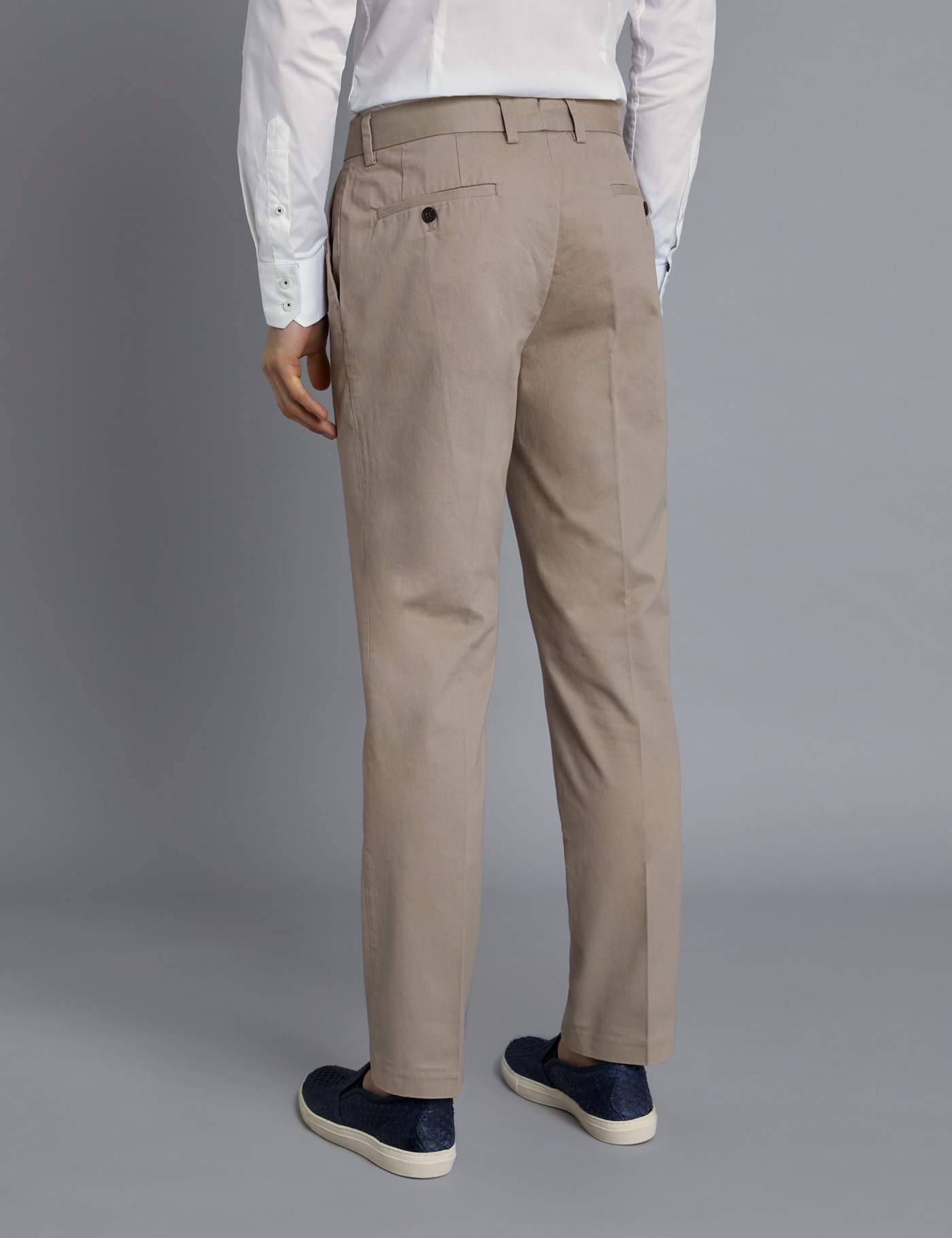 Men's Stone Beige Garment Dye Slim Fit Chinos | Hawes & Curtis