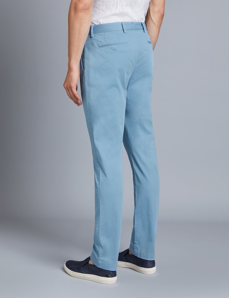 Men's French Blue Garment Dye Slim Fit Chinos | Hawes & Curtis