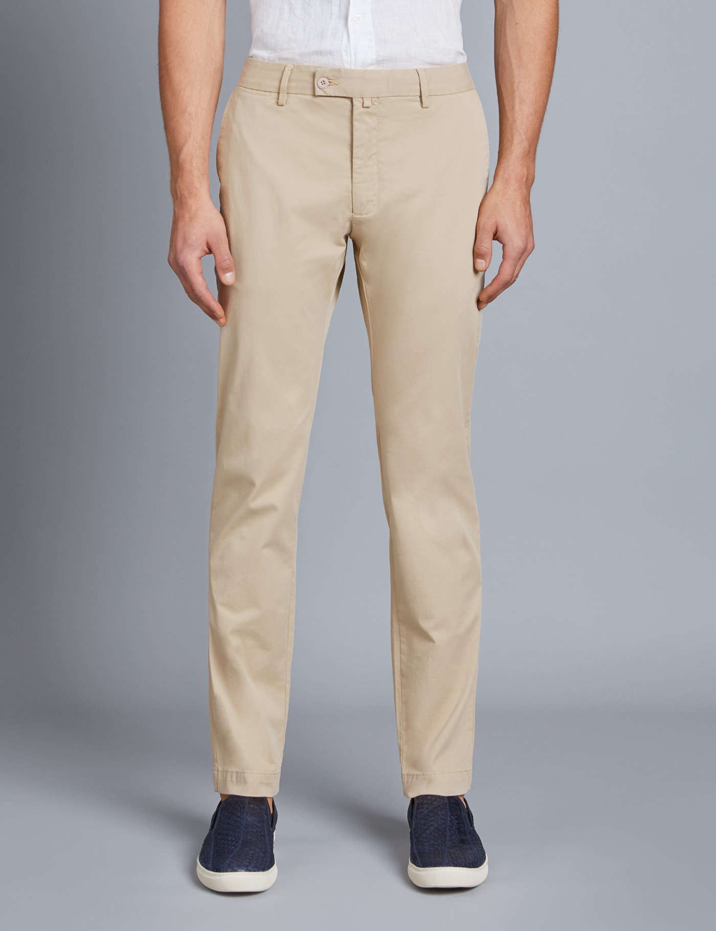 Men's Beige Garment Dye Classic Fit Chinos | Hawes & Curtis