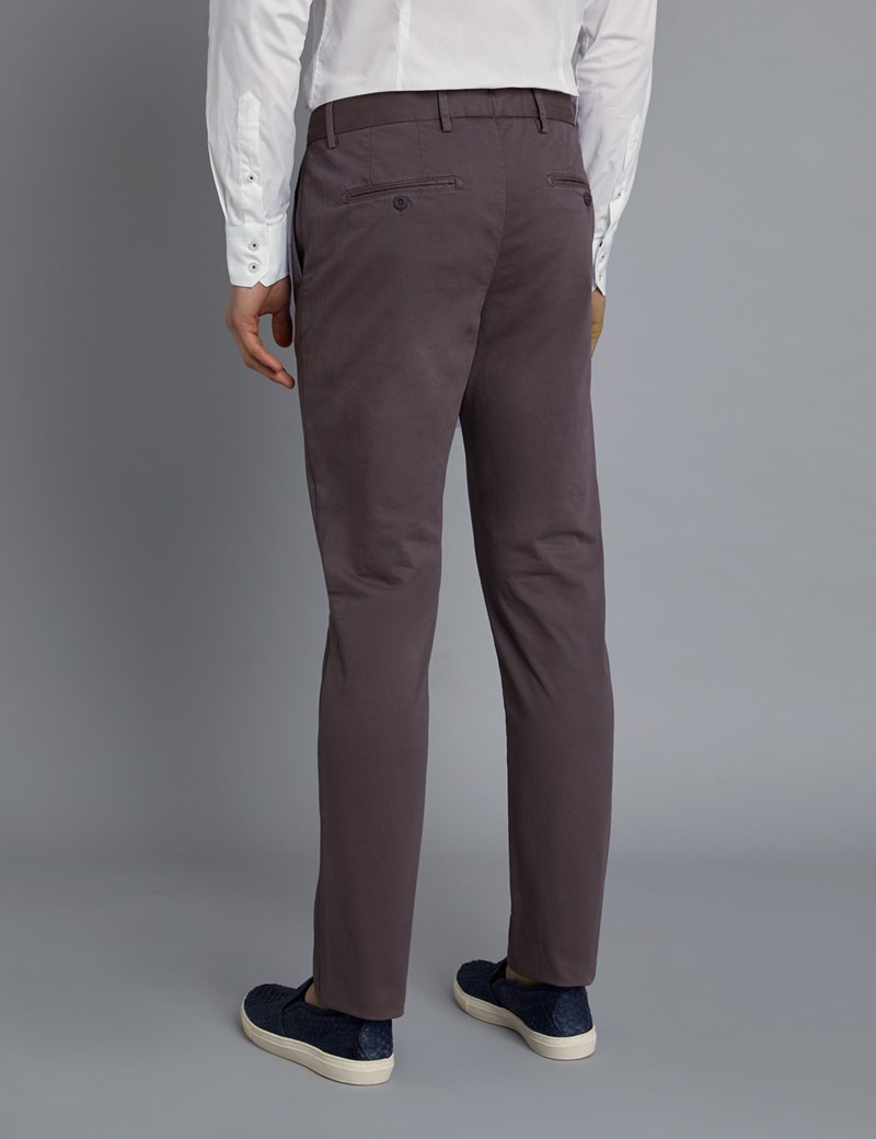 Men's Brown Garment Dye Slim Fit Chinos | Hawes & Curtis