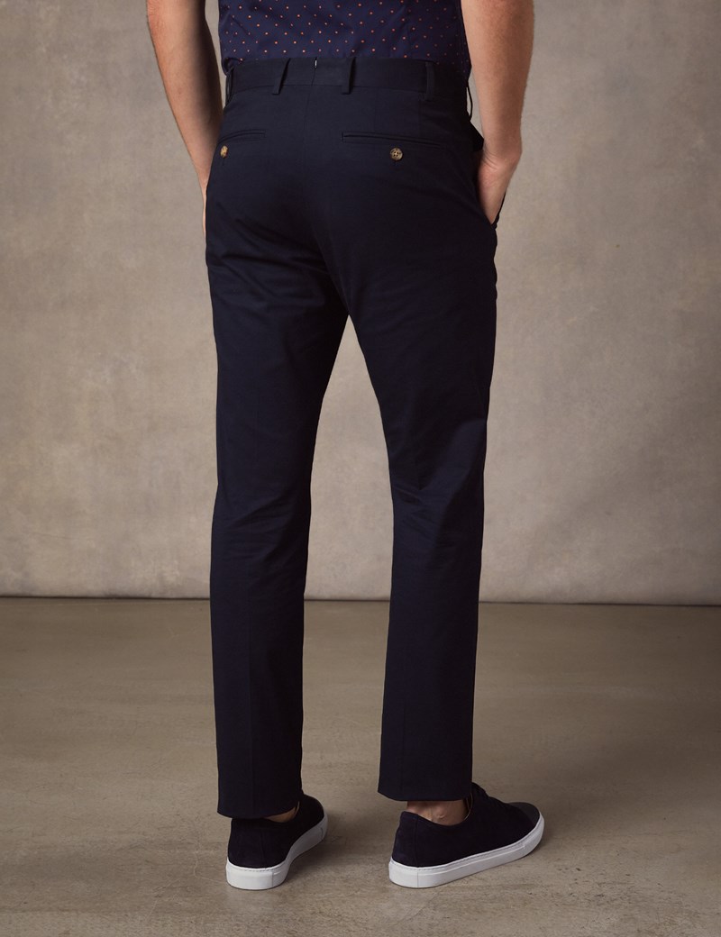 Menâs Navy Slim Fit Smart Chinos | Hawes & Curtis
