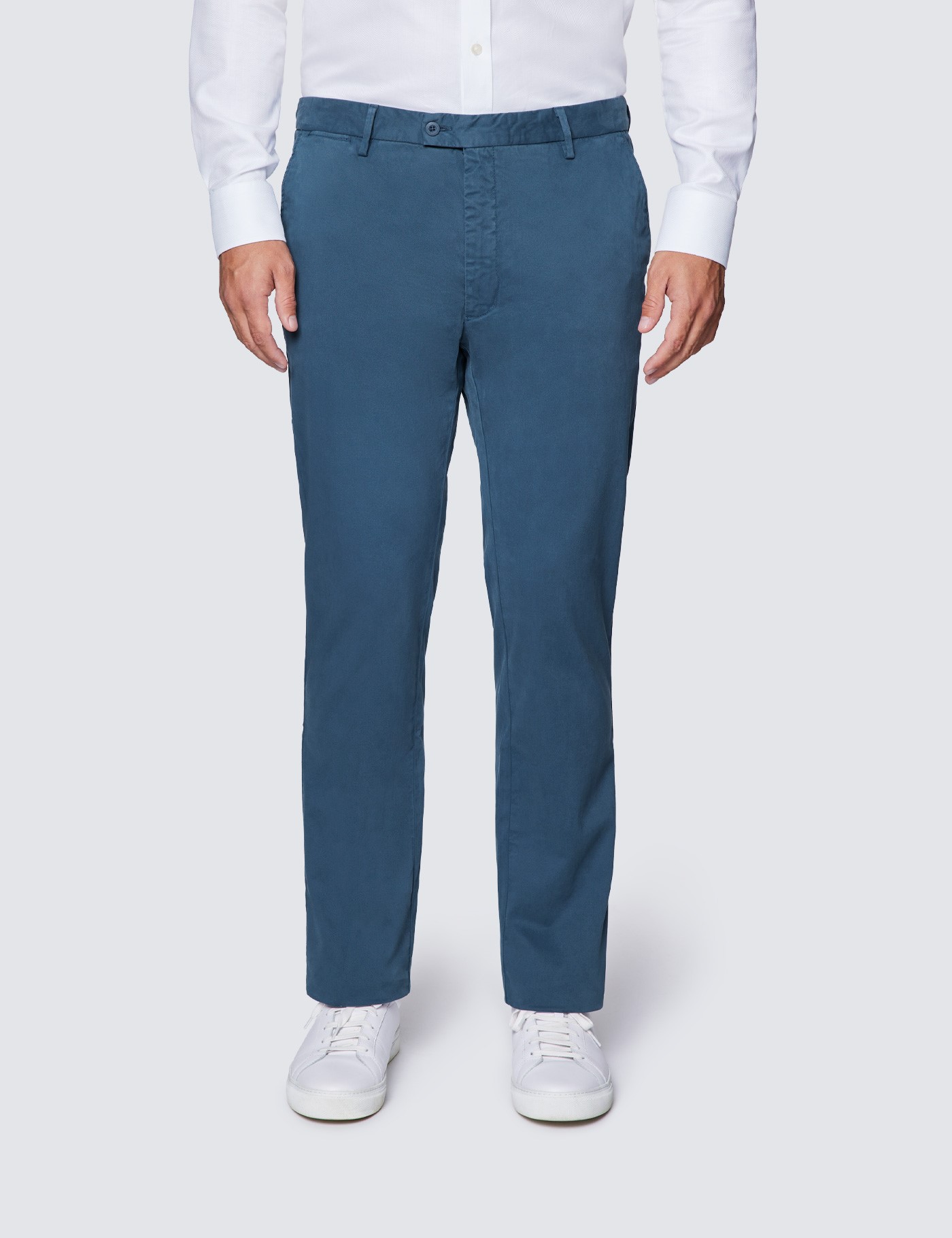 Organic Cotton Men's Chinos in Teal | Hawes & Curtis