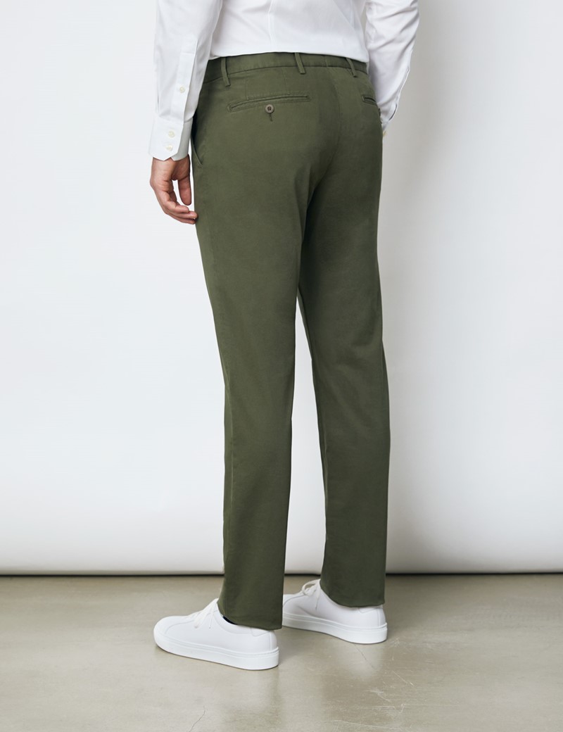 Organic Cotton Men's Chinos in Forest Green | Hawes & Curtis | UK