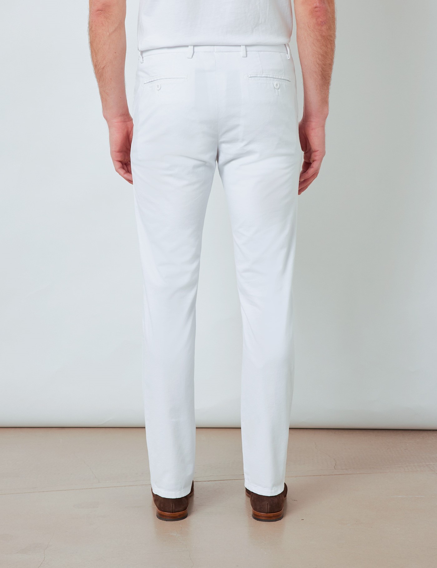 Organic Cotton Men's Chinos in White | Hawes & Curtis