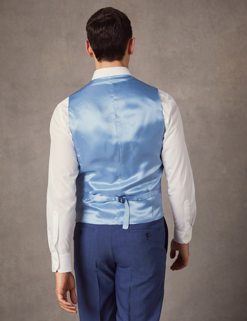 Men's Light Blue Plaid Tailored Fit Italian Vest - 1913 ...