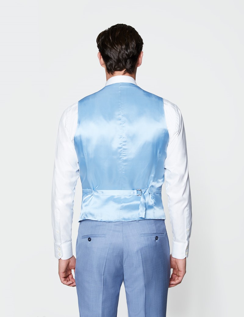 Men’s Blue Italian Wool Linen Double Breasted Waistcoat – 1913 Collection