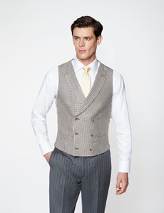 Men’s Brown Italian Wool Linen Double Breasted Waistcoat – 1913 Collection