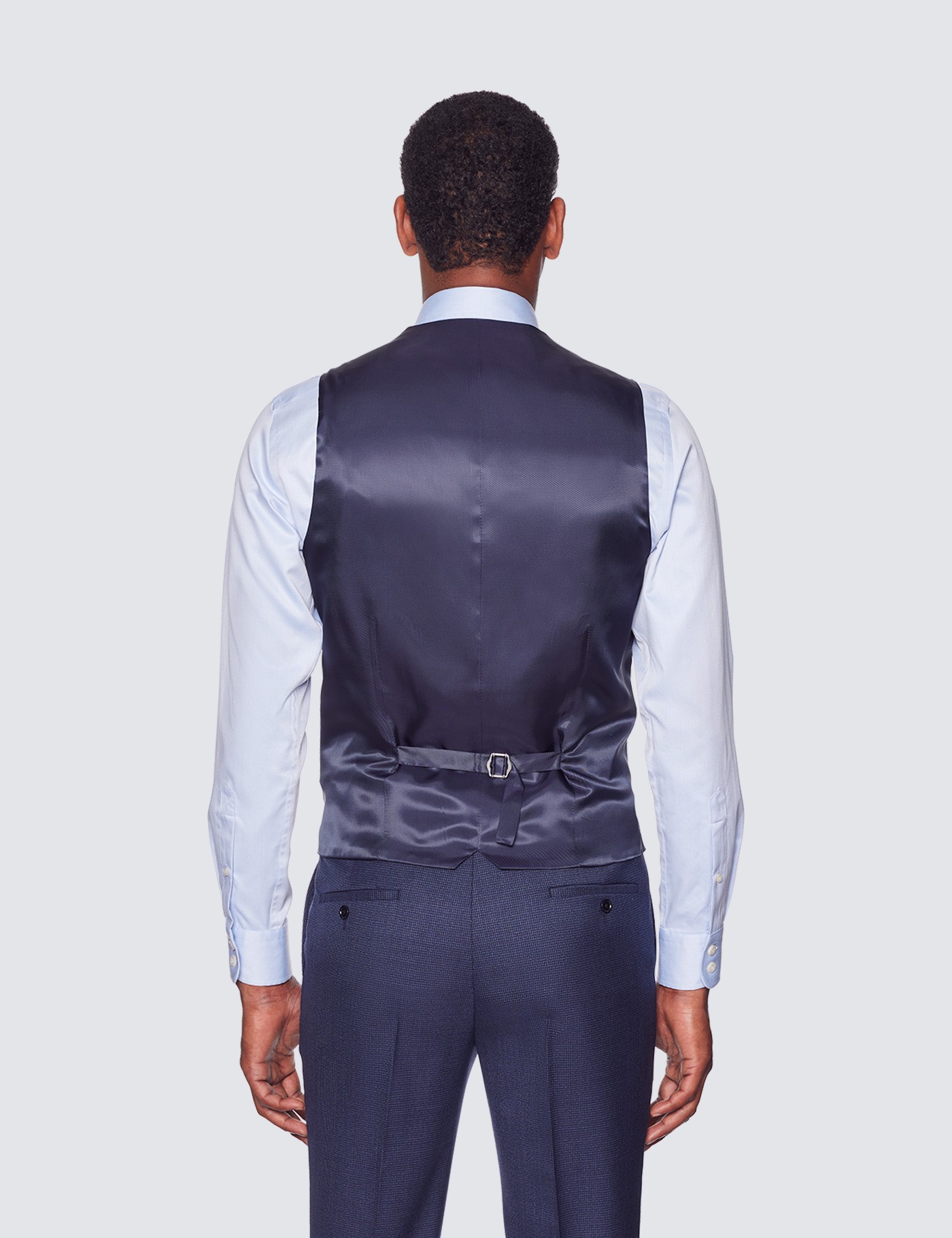 Men's Dark Blue Dogtooth Slim Fit Suit Waistcoat | Hawes & Curtis