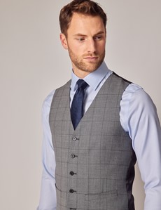 Men's Grey Prince of Wales Check Slim Waistcoat